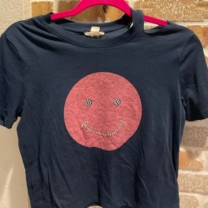 Dark blue shirt with a slit